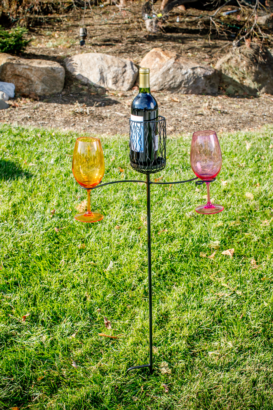 Bottle & Glass Wine Stake